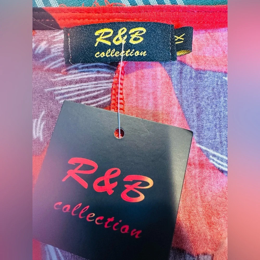 R & B Collection Red Black Floral Sleeveless Maxi Dress Size XL NEW